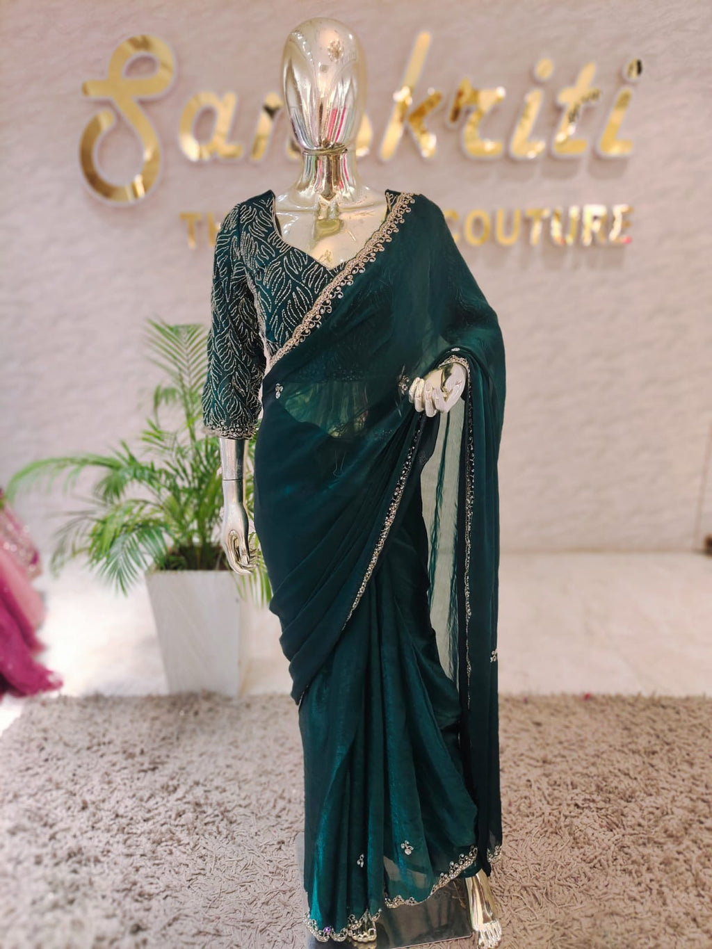 Q562685 Sky Blue Jimmy Choo handwork Saree