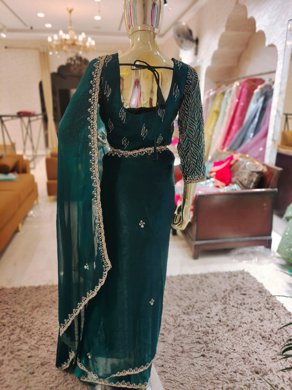 Q562685 Sky Blue Jimmy Choo handwork Saree