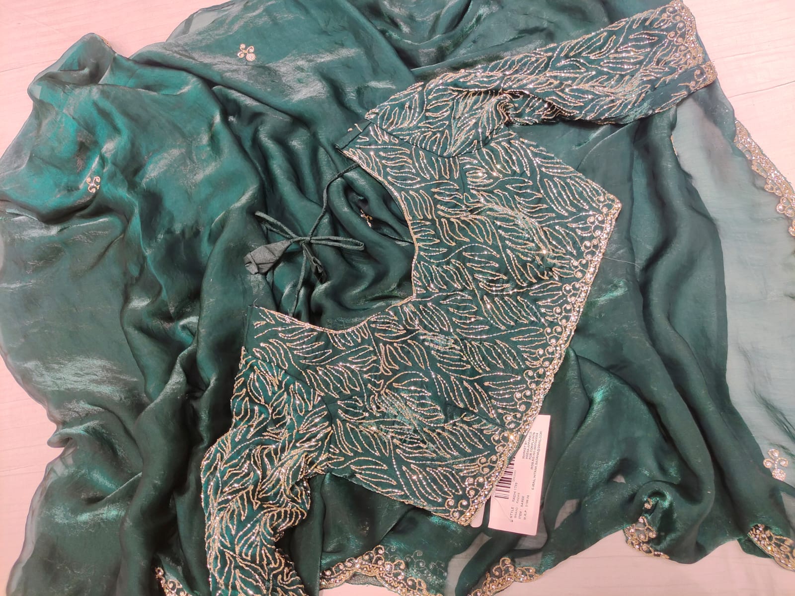 Q562685 Sky Blue Jimmy Choo handwork Saree