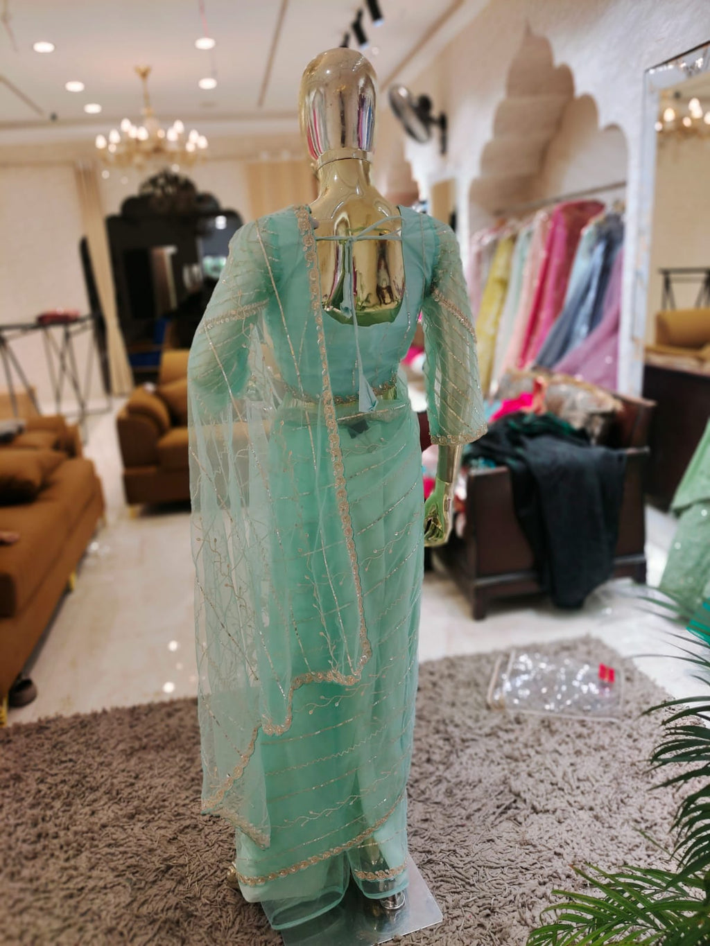 Q562694 Sky Blue Soft Net Saree