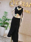 Designer Hand-Worked Georgette Blouse & Satin Dhoti Set q562404